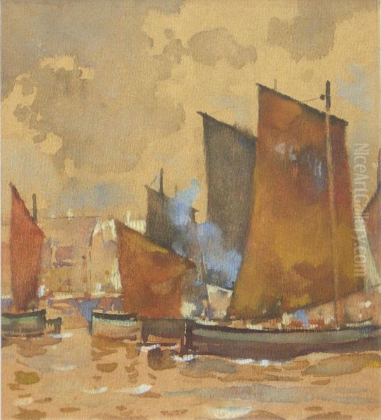 Fishing Boats Oil Painting by James Watterston Herald