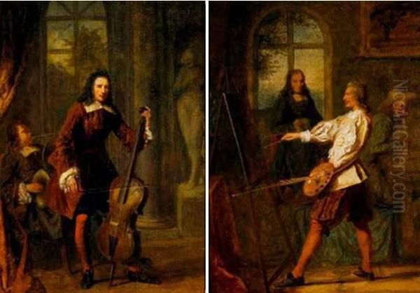 Les Musiciens Oil Painting by Charles Auguste Herbe