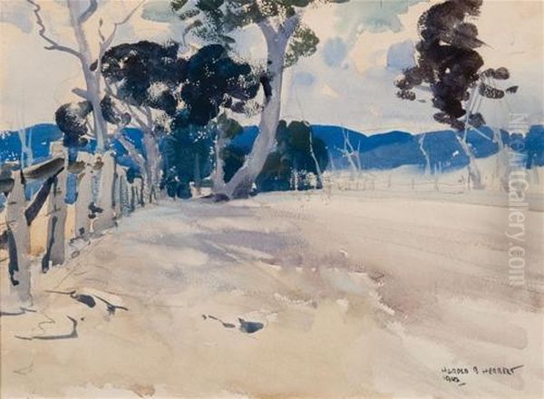 One Of The Back Roads Leading To Seymour And Puckapunyal Camp Oil Painting by Harold Brocklebank Herbert