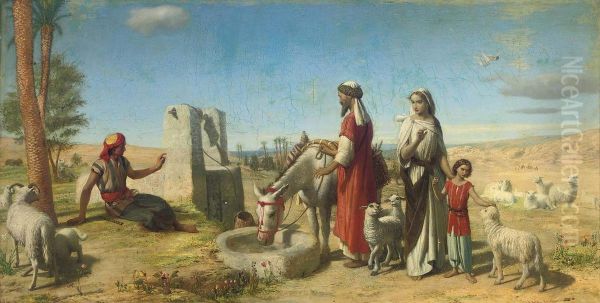 Return Of The Holy Family From Egypt To The Land Of Israel Oil Painting by John Rogers Herbert