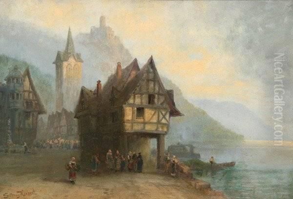 A Village By The Lake Oil Painting by Sydney Herbert