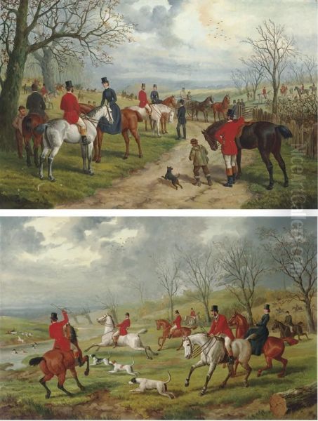 The Meet; And Full Cry Oil Painting by Edward Benjamin Herberte