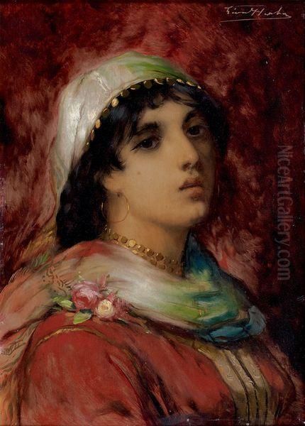 Portrait D'orientale Oil Painting by Leon Herbo