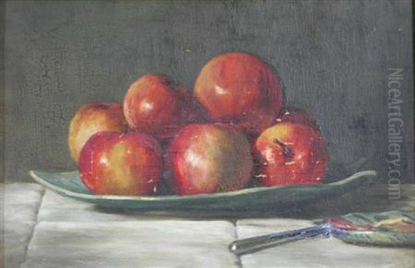 Still Life Of Apples Oil Painting by Robert Duddingstone Herdman