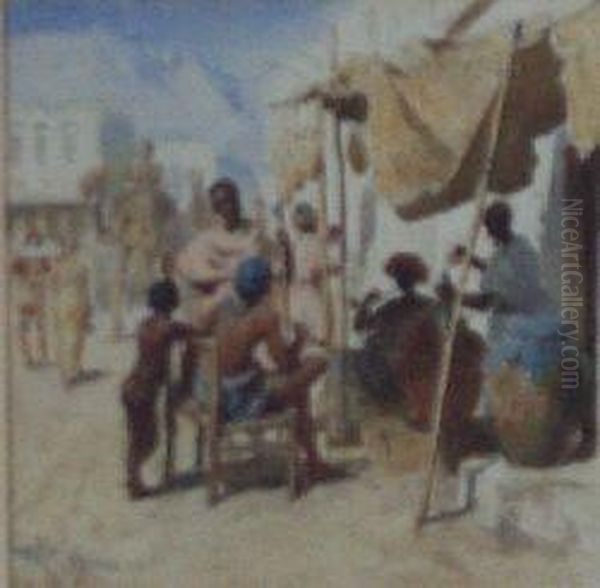 Street Scene, Aden Oil Painting by Robert Duddingstone Herdman