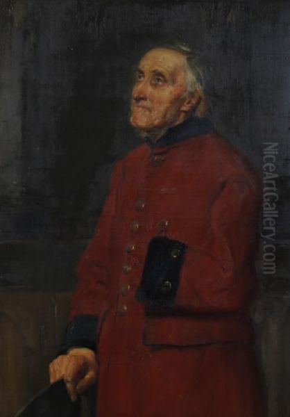 A Chelsea Pensioner Oil Painting by Robert Herdman