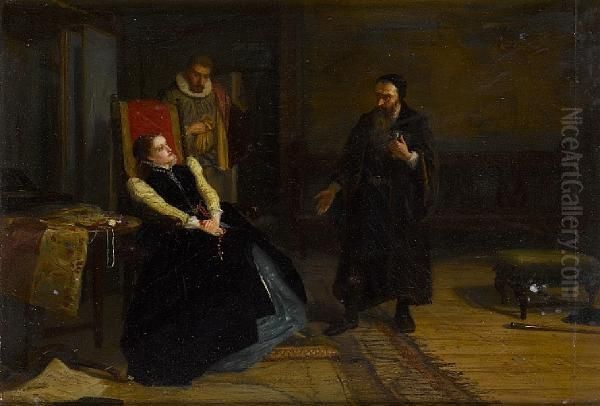 Mary Queen Of Scots And John Knox Oil Painting by Robert Herdman