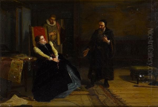 Mary Queen Of Scots And John Knox Oil Painting by Robert Herdman