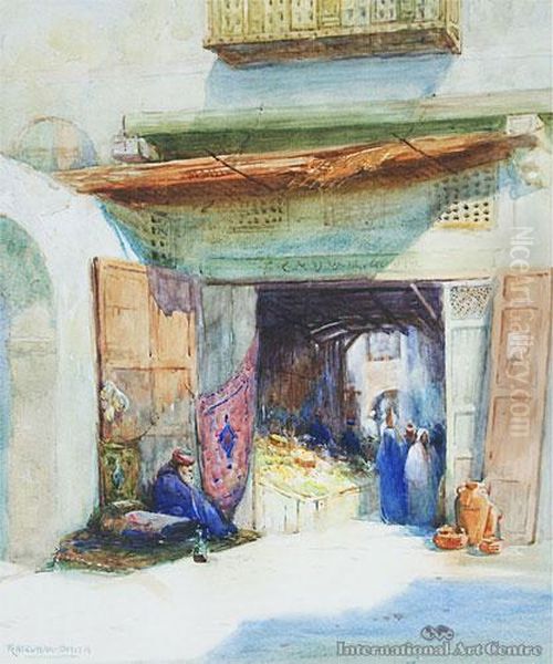 Entrance To Arab Bazaar, Cairo Oil Painting by Robert Herdman-Smith