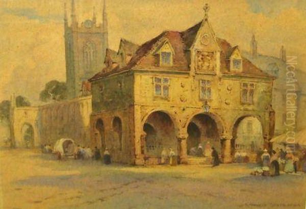 The Town Hall Oil Painting by Robert Herdman-Smith