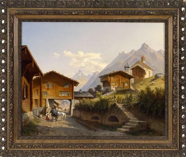 Partie In Wassen Am Gotthard Oil Painting by Hermann Herdtle