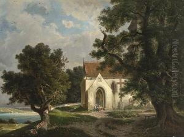 Kapelle Uber Dem See. Oil Painting by Hermann Herdtle