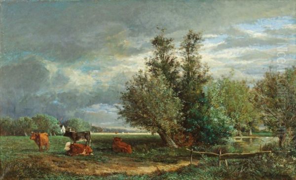 Lande Et Lisiere De Foret Oil Painting by Jules Hereau