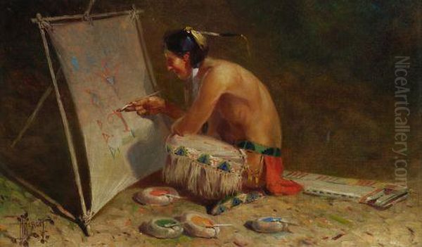 Indian Artist Oil Painting by Herbert M. Herget