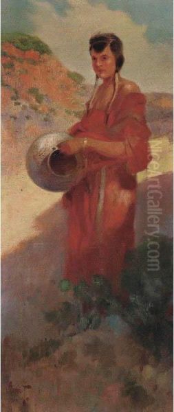 Hopi Pot Maker Oil Painting by Herbert M. Herget