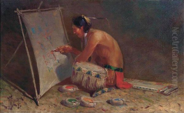 Indian Artist Oil Painting by Herbert M. Herget