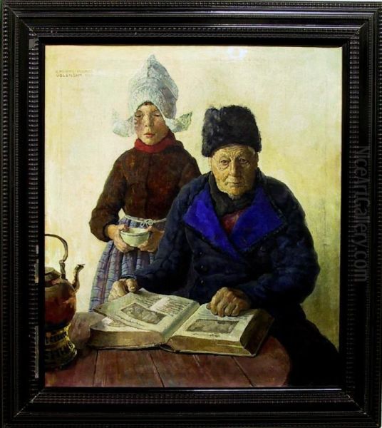 Category: Painting
Description:lezende Man En Kind Met Papkom Oil Painting by George Hering