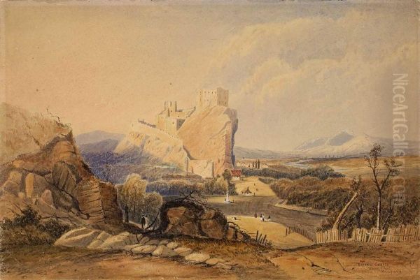 Burg Berska, Waag Thal,ungarn Oil Painting by George Edwards Hering