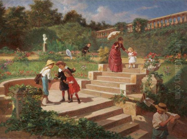 Afternoon In The Garden Oil Painting by George Edwards Hering