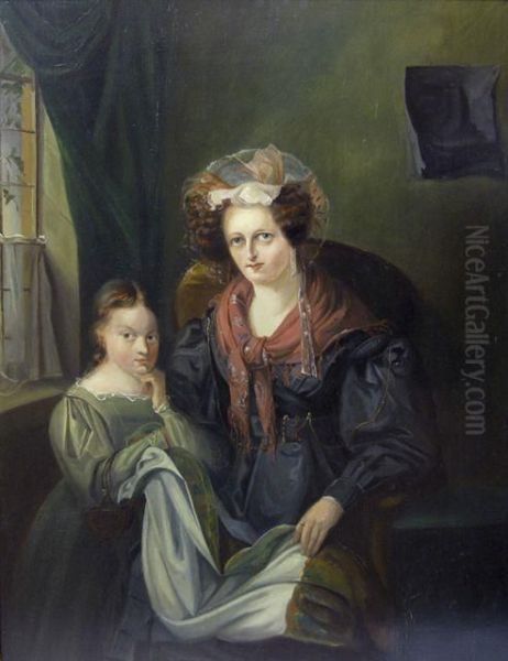 Mutter Und Tochter Oil Painting by Friedrich August Herkendell