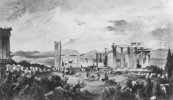 Auf Der Akropolis Von Athen Oil Painting by Ernst Hermann