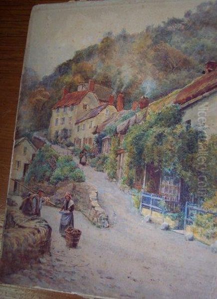 Hilly Street Scene Oil Painting by Hans Hermann