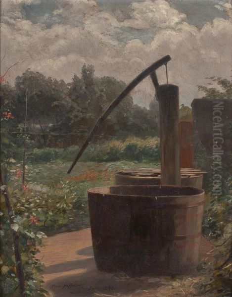 Wasserbrunnen Mit Aussicht Auf Alten Botanischen Garten Berlin Oil Painting by Hoffmann Hermann