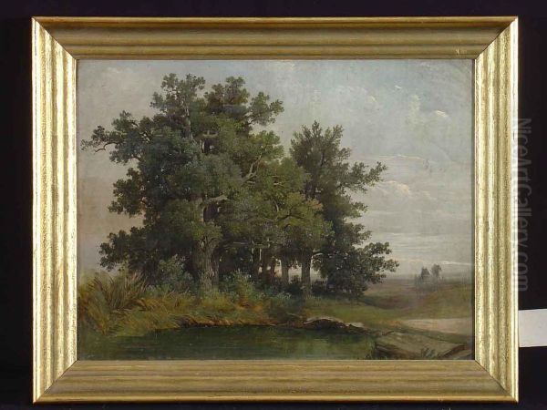 Baumgruppe Am Weiher Oil Painting by Johann Hermann