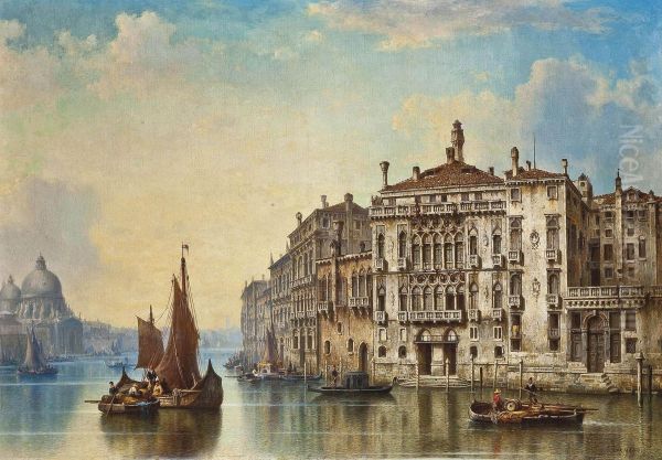 Vessels At The Opening To The Grand Canal, Venice by Ludwig Herrmann