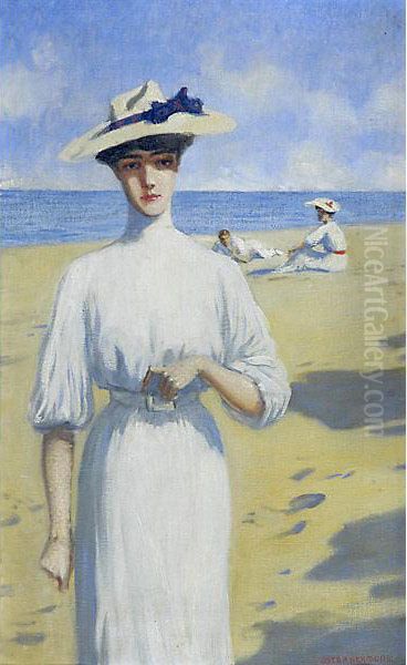 Una Giornata Al Mare Oil Painting by Oscar Hermann-Lamb