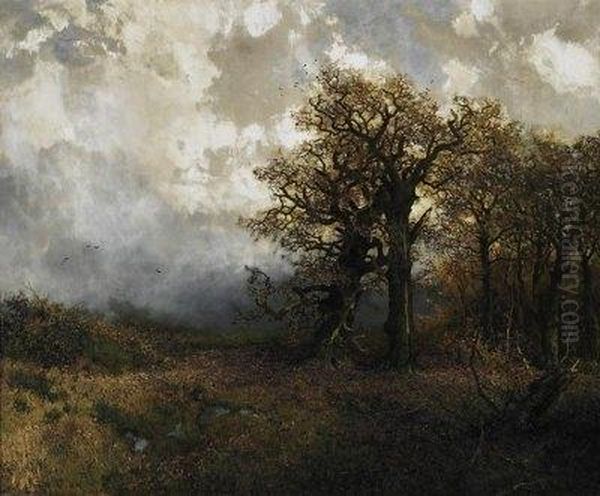 . Fall In The Forest With Large Oaks. Oil Painting by Rudolf Hermanns