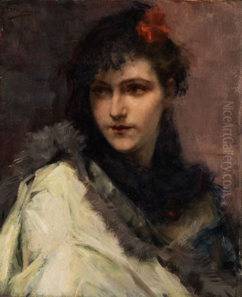 Damenbildnis Oil Painting by Charles Hermans