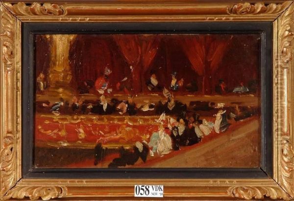 Salle De Theatre Animee Oil Painting by Charles Hermans