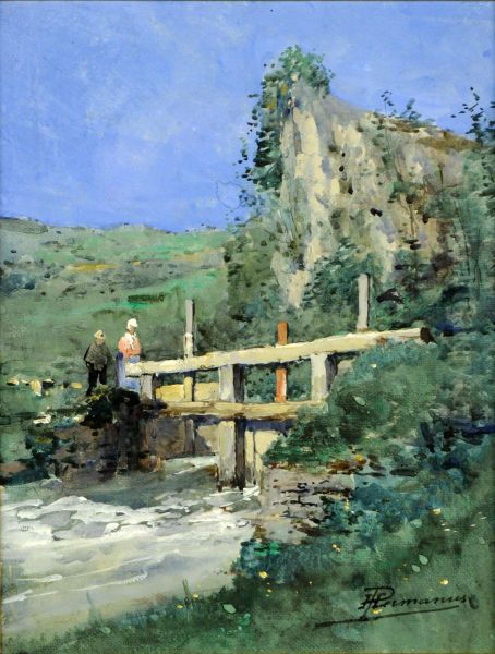 Pont Sur La Riviere Oil Painting by Paul Hermanus