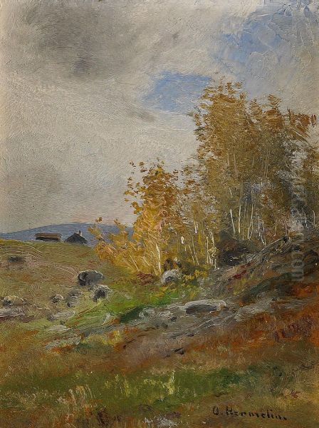 Landskap I Hostfarger Oil Painting by Olof Hermelin