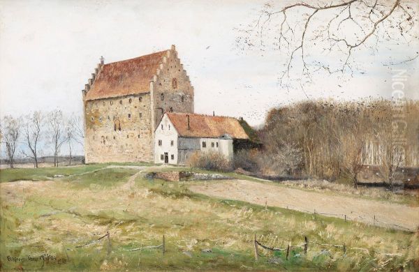 The Medieval Manor Glimmingehus Oil Painting by Olof Hermelin