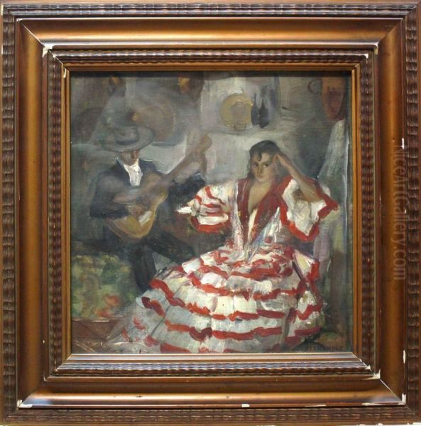 Escena Andaluza Oil Painting by Daniel Hernandez Morillo