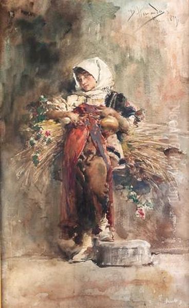 Aldeana Italiana Oil Painting by Daniel Hernandez Morillo