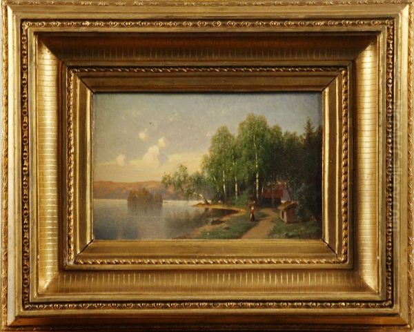 Insjolandskap Oil Painting by Ferdinand Hernlund