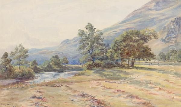 Harvest Scene Loch Lomond Oil Painting by James Heron