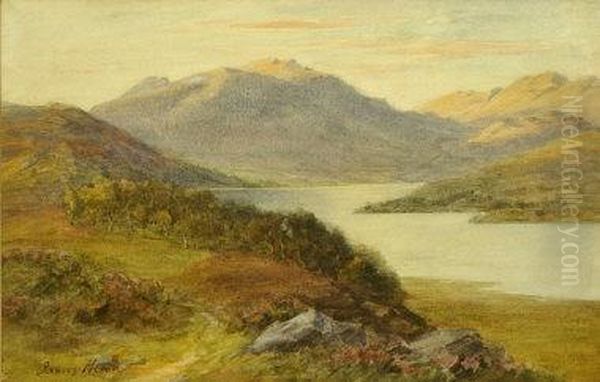 A Highland Loch Scene Oil Painting by James Heron