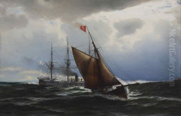 Marine Oil Painting by Franz Carl Herpel