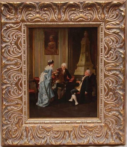 The
 Chess Game Oil Painting by Carl Herpfer