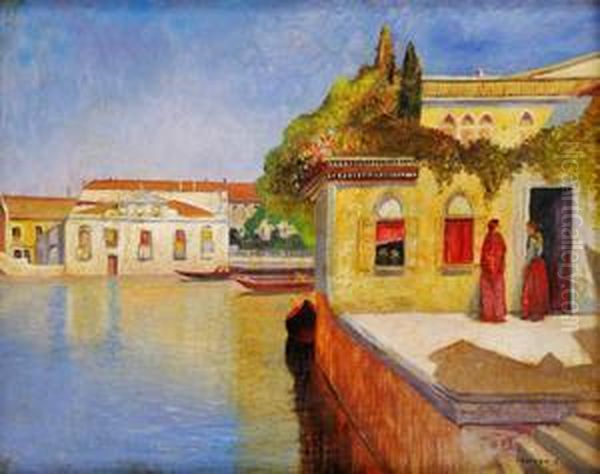 Benatky Oil Painting by Cesar Maria Herrer Marcher