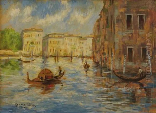 Vue De Venise Oil Painting by Cesar Maria Herrer Marcher