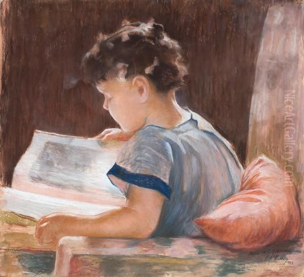 Nina Y Su Libro Oil Painting by Carlos Maria Herrera