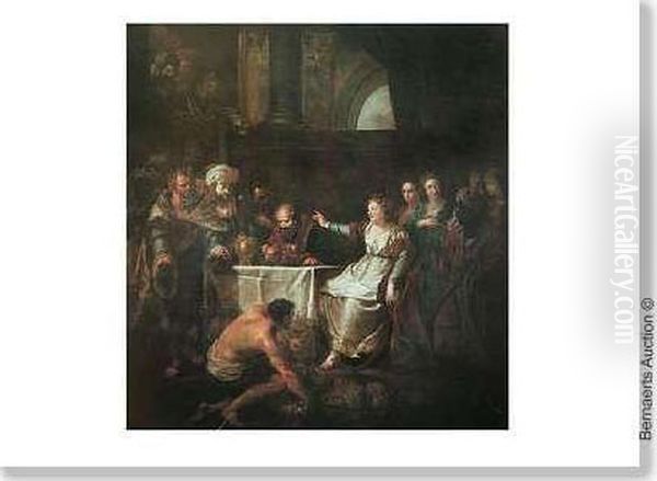 Ester Revele Le Plan D'haman Au Roi Asuerus. Oil Painting by Willem Jacob Herreyns