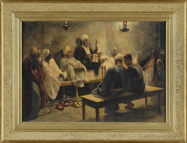 Orientalisches Cafe. Oil Painting by Oskar Herrfurth