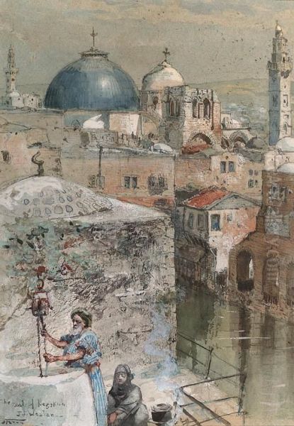 The Pool Of Hezekilh, Jerusalem Oil Painting by William Robert Herries