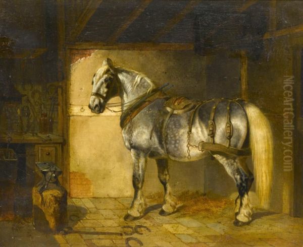 The Farrier's Shop Oil Painting by Benjamin Herring